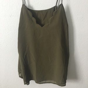 Sheer olive green tank top